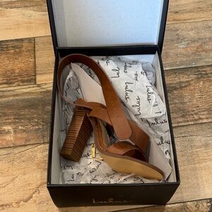 Lulu's Tan Strappy Block Heel Sandals